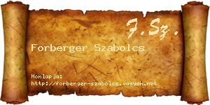 Forberger Szabolcs névjegykártya